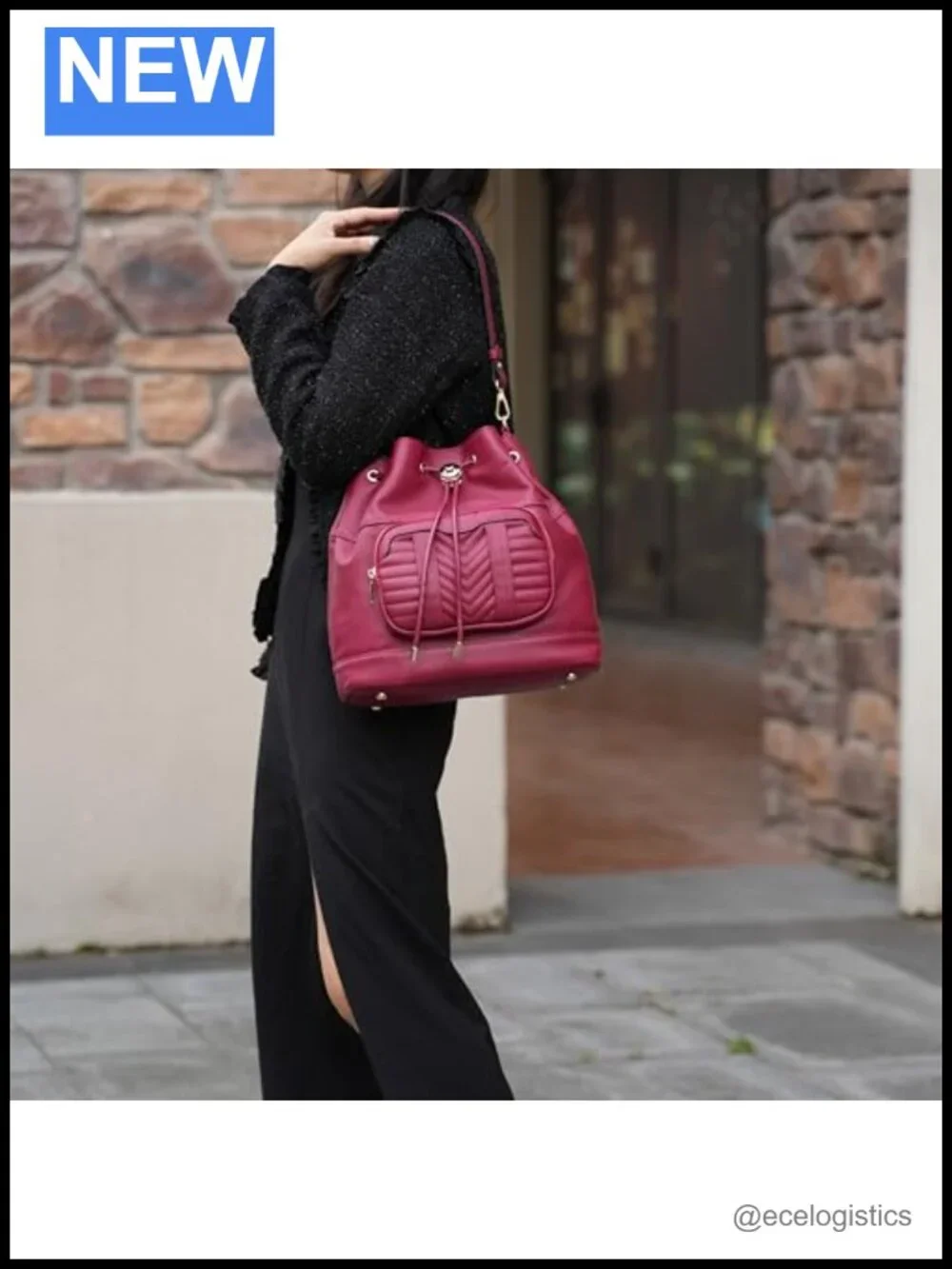 Faux Leather Drawstring Hobo Crossbody Bag with Detachable Strap and Wristlet